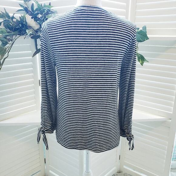 LUCKY BRAND NEW SOFT VISCOSE BOW SLEEVE STRIPED SWEATER SIZE SMALL - Picture 6 of 6
